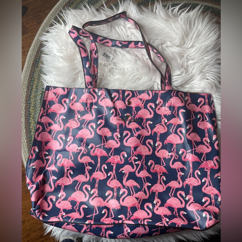 Simply Southern Large New Flamingo 🦩 Tote with attached pouch